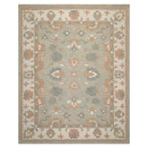 LoomBloom Multi Size Moss Hand Hooked Wool Rug in a Traditional Agra Patterned Design